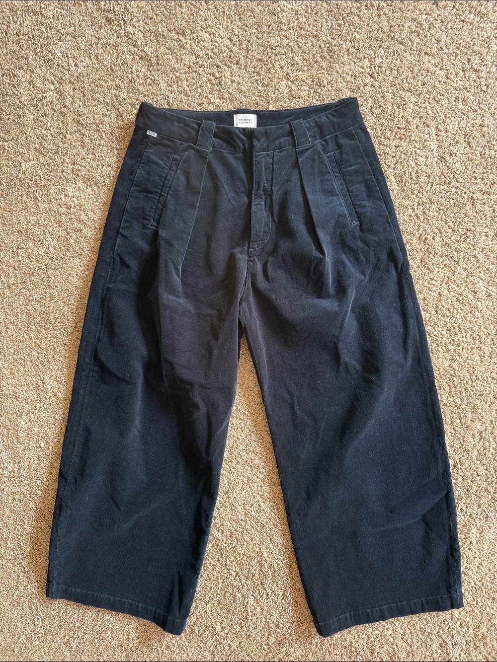 Citizens of Hummabity Cara cropped pleated corduroy trousers in navy size 31